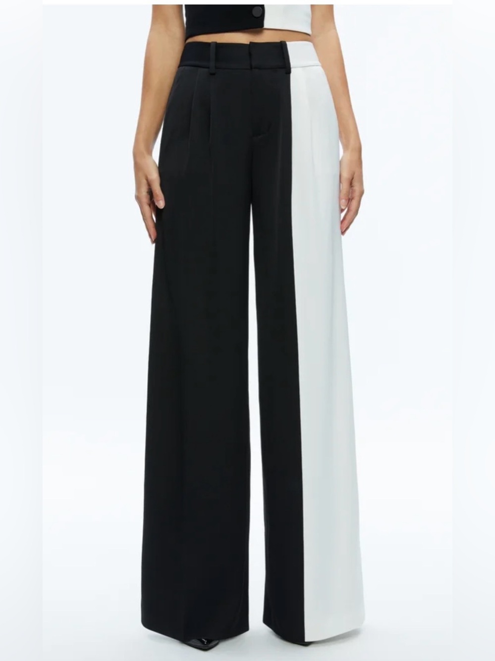 Alice + Olivia Pompey Color Block Pants Black/White, NWT, size 4 (matching vest) - Picture 3 of 7